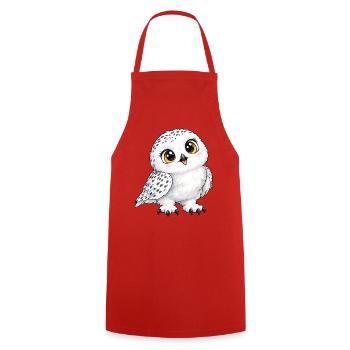 Schneeeule Kawaii Style – Süßer Wintervogel - Kochschürze - Rot - Vorne - AI Model Male 185 dark (185cm)