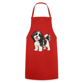 Schafpudel Kawaii Style – Süßer Hütehund - Kochschürze - Rot - Vorne - AI Model Male 185 dark (185cm)