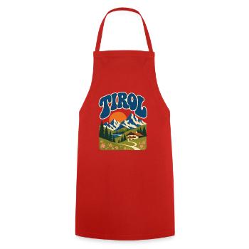 Tirol Retro Alpine Nature - Kochschürze - Rot - Vorne - AI Model Male 185 dark (185cm)