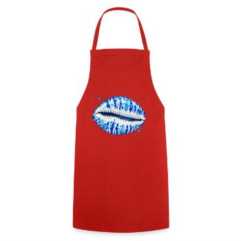Kobaltblaues Kuhschalendesign - Kochschürze - Rot - Vorne - AI Model Male 185 dark (185cm)