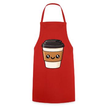 KaffeeKawaii Becherliebe - Kochschürze - Rot - Vorne - AI Model Male 185 dark (185cm)