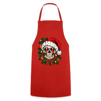 Christmas Skull - Kochschürze - Rot - Vorne - AI Model Male 185 dark (185cm)