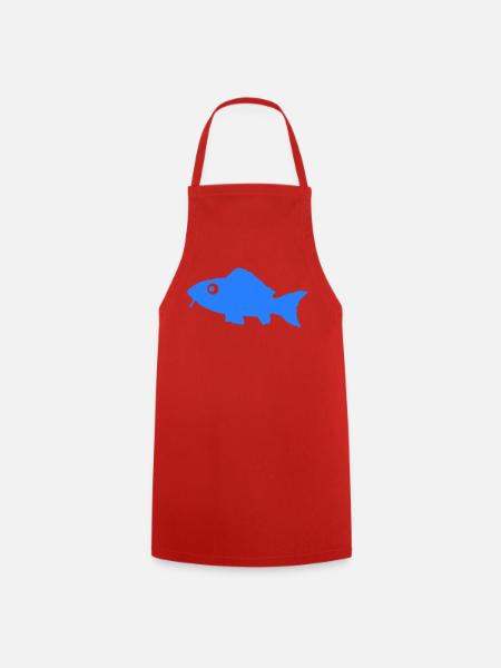 Blauer Fisch Silhouette - Kochschürze - Rot