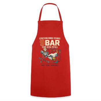 9BAR Espresso Technik Motiv - Kochschürze - Rot - Vorne - AI Model Male 185 dark (185cm)