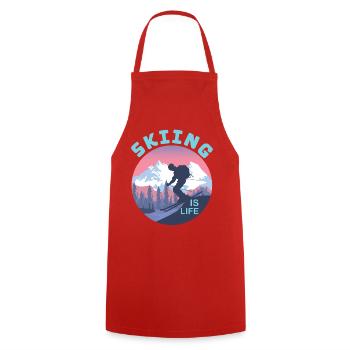 Skifahren Ist Leben Wintersport Retro Silhouette - Kochschürze - Rot - Vorne - AI Model Male 185 dark (185cm)