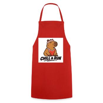 Chill & Run Capybara - Kochschürze - Rot - Vorne - AI Model Male 185 dark (185cm)