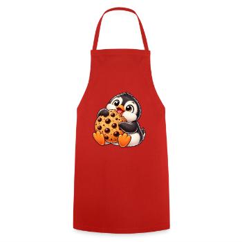 Süßer Pinguin Cartoon mit Keks Nachtisch - Kochschürze - Rot - Vorne - AI Model Male 185 dark (185cm)