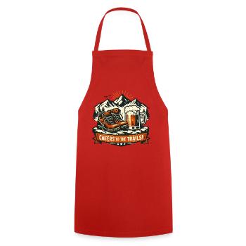 Prost auf die Trails – Bergwandern & Bier - Kochschürze - Rot - Vorne - AI Model Male 185 dark (185cm)