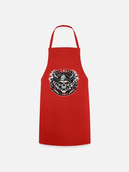 Vikingenschädel Feuerkreis - Kochschürze - Rot