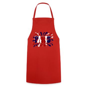 Paris Graffiti & Splash Blue White Red - Kochschürze - Rot - Vorne - AI Model Male 185 dark (185cm)