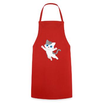 Verspieltes Kawaii-Kätzchenspringen - Kochschürze - Rot - Vorne - AI Model Male 185 dark (185cm)