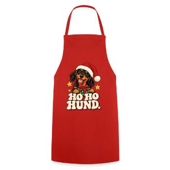 Ho Ho Hund Weihnachtsdesign - Kochschürze - Rot - Vorne - AI Model Male 185 dark (185cm)