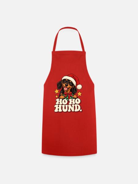 Ho Ho Hund Weihnachtsdesign - Kochschürze - Rot