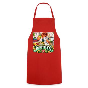 Ernährungsberater: Bunte Ernährung - Kochschürze - Rot - Vorne - AI Model Male 185 dark (185cm)