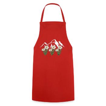 Alpen Edelweiß - Kochschürze - Rot - Vorne - AI Model Male 185 dark (185cm)