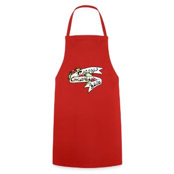 Frohe Weihnachten, ihr alle, Banner - Kochschürze - Rot - Vorne - AI Model Male 185 dark (185cm)