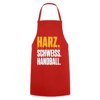 Harz. Schweiß. Handball. – Typo Shirt - Kochschürze - Rot - Vorne - AI Model Male 185 dark (185cm)