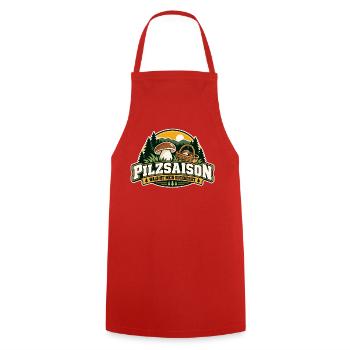 Pilzsaison Waldforaging Logo - Kochschürze - Rot - Vorne - AI Model Male 185 dark (185cm)