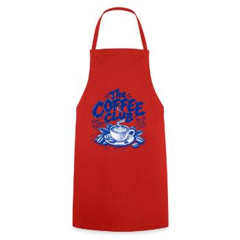 The Coffee Club – Fueled by Caffeine | Retro Kaffe - Kochschürze - Rot - Vorne - AI Model Male 185 dark (185cm)