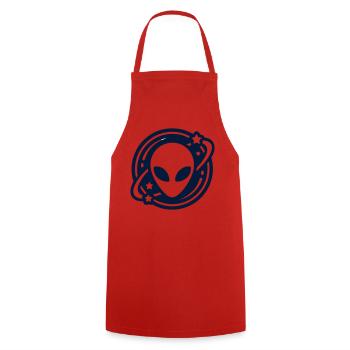 Alien Kopf Weltraum Logo - Kochschürze - Rot - Vorne - AI Model Male 185 dark (185cm)