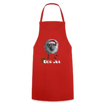 Graues Schaf God Jul - Schwedisch - Kochschürze - Rot - Vorne - AI Model Male 185 dark (185cm)