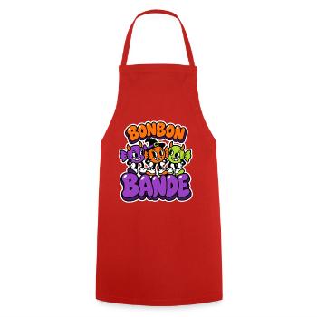 Bonbon Bande - Halloween Süßigkeiten - Kochschürze - Rot - Vorne - AI Model Male 185 dark (185cm)