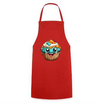 Kawaii Cupcake Cartoon Gesichter - Kochschürze - Rot - Vorne - AI Model Male 185 dark (185cm)
