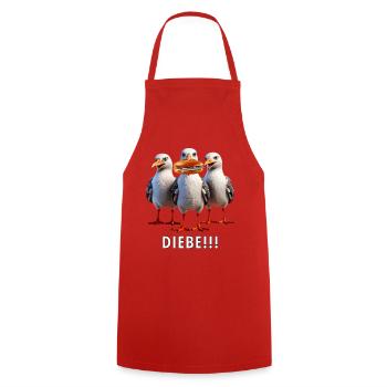 Möven Fischbrötchen Diebe - Kochschürze - Rot - Vorne - AI Model Male 185 dark (185cm)