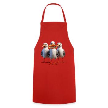 Möven Fischbrötchen Diebe - Kochschürze - Rot - Vorne - AI Model Male 185 dark (185cm)