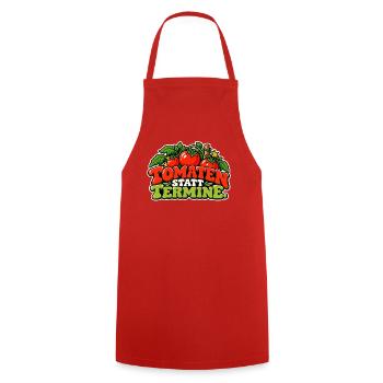 Tomaten statt Termine – Cartoon - Kochschürze - Rot - Vorne - AI Model Male 185 dark (185cm)
