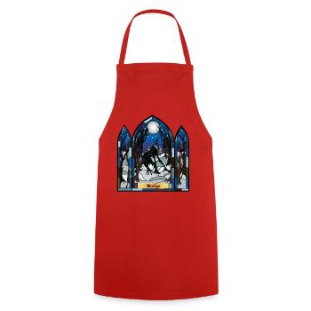 Wendigo Mondschein-Buntglas - Kochschürze - Rot - Vorne - AI Model Male 185 dark (185cm)