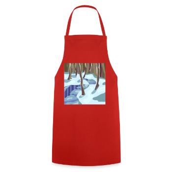 Pastell-Stil Winterwald - Kochschürze - Rot - Vorne - AI Model Male 185 dark (185cm)
