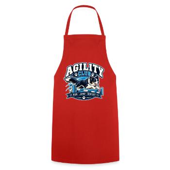 Agility Hund Club Sprung über Hürde - Kochschürze - Rot - Vorne - AI Model Male 185 dark (185cm)