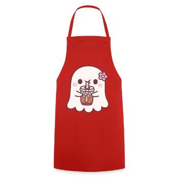 Süßer Geist mit rosa Blume trinkt Eiskaffee - Kochschürze - Rot - Vorne - AI Model Male 185 dark (185cm)