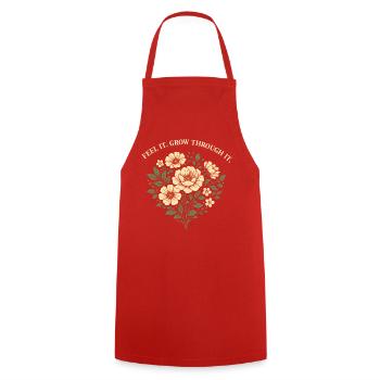 Spüre, wie es durch ihn wächst Blumendesign - Kochschürze - Rot - Vorne - AI Model Male 185 dark (185cm)