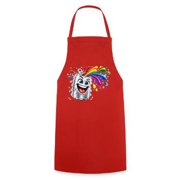 Fröhliche Farbdusche aus Dose - Kochschürze - Rot - Vorne - AI Model Male 185 dark (185cm)