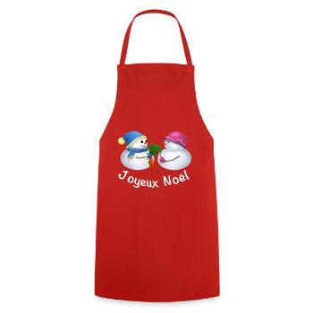 Joyeux Noël Schneemann Paar - Französisch - Kochschürze - Rot - Vorne - AI Model Male 185 dark (185cm)