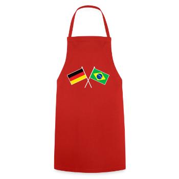 Germany x Brazil Crossed Friendship Flags - Kochschürze - Rot - Vorne - AI Model Male 185 dark (185cm)