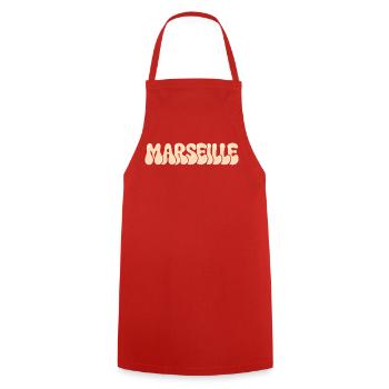 Marseille Mittelmeer-Typo-Blase - Kochschürze - Rot - Vorne - AI Model Male 185 dark (185cm)