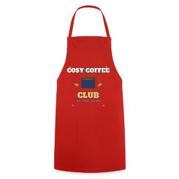 Cosy Coffee Club Logo Tee - Kochschürze - Rot - Vorne - AI Model Male 185 dark (185cm)
