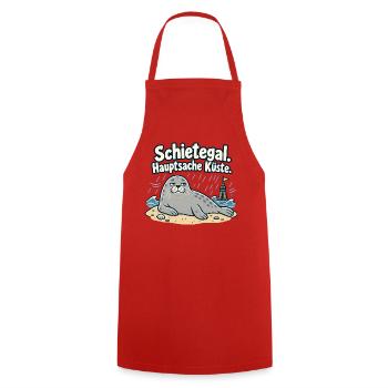 Schietegal Hauptsache Küste Fischkopp - Kochschürze - Rot - Vorne - AI Model Male 185 dark (185cm)