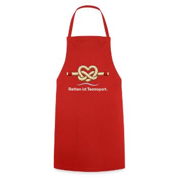 Rettungsschwimmer Lifeguard Wasserrettung Team - Kochschürze - Rot - Vorne - AI Model Male 185 dark (185cm)