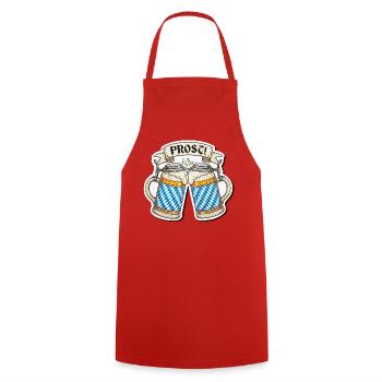 Prost! Bierkrüge Sticker Design - Kochschürze - Rot - Vorne - AI Model Male 185 dark (185cm)