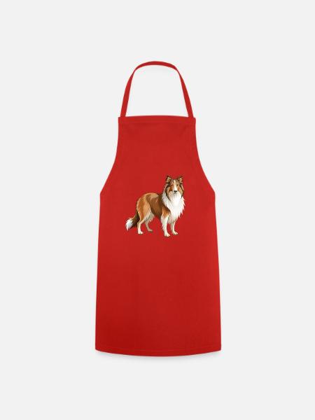 Collie Dog steht - Kochschürze - Rot