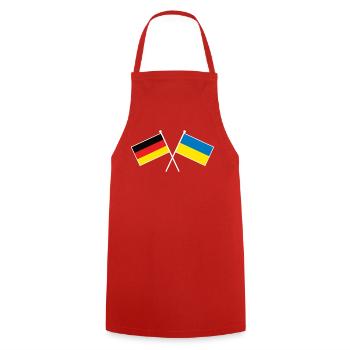 Germany x Ukraine Friendship Flags - Kochschürze - Rot - Vorne - AI Model Male 185 dark (185cm)