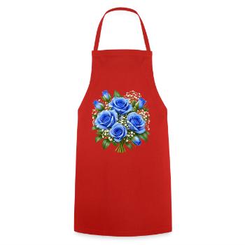 Azure Rose Bouquet - Kochschürze - Rot - Vorne - AI Model Male 185 dark (185cm)
