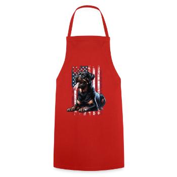 Rottweiler US Flagge - Kochschürze - Rot - Vorne - AI Model Male 185 dark (185cm)