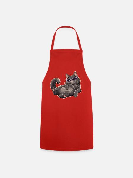 Lässige Katze mit lila Sonnenbrille - Kochschürze - Rot