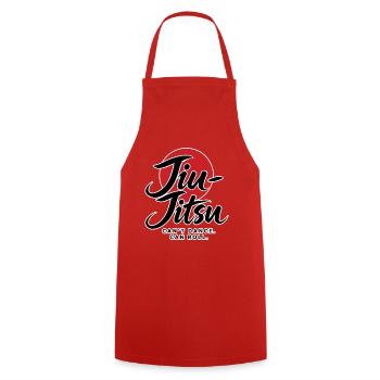 Jiu Jitsu – KANN NICHT TANZEN. KANN ROLLEN. - Kochschürze - Rot - Vorne - AI Model Male 185 dark (185cm)