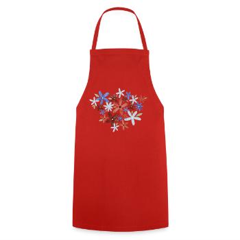 Aquarell Blumen - Kochschürze - Rot - Vorne - AI Model Male 185 dark (185cm)